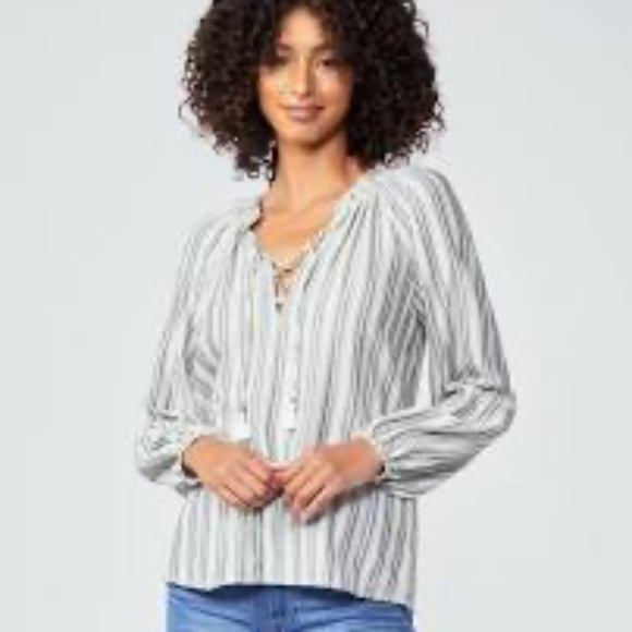 Paige - Karra Stripe Ruffle Top - Size L - Picture 1 of 2